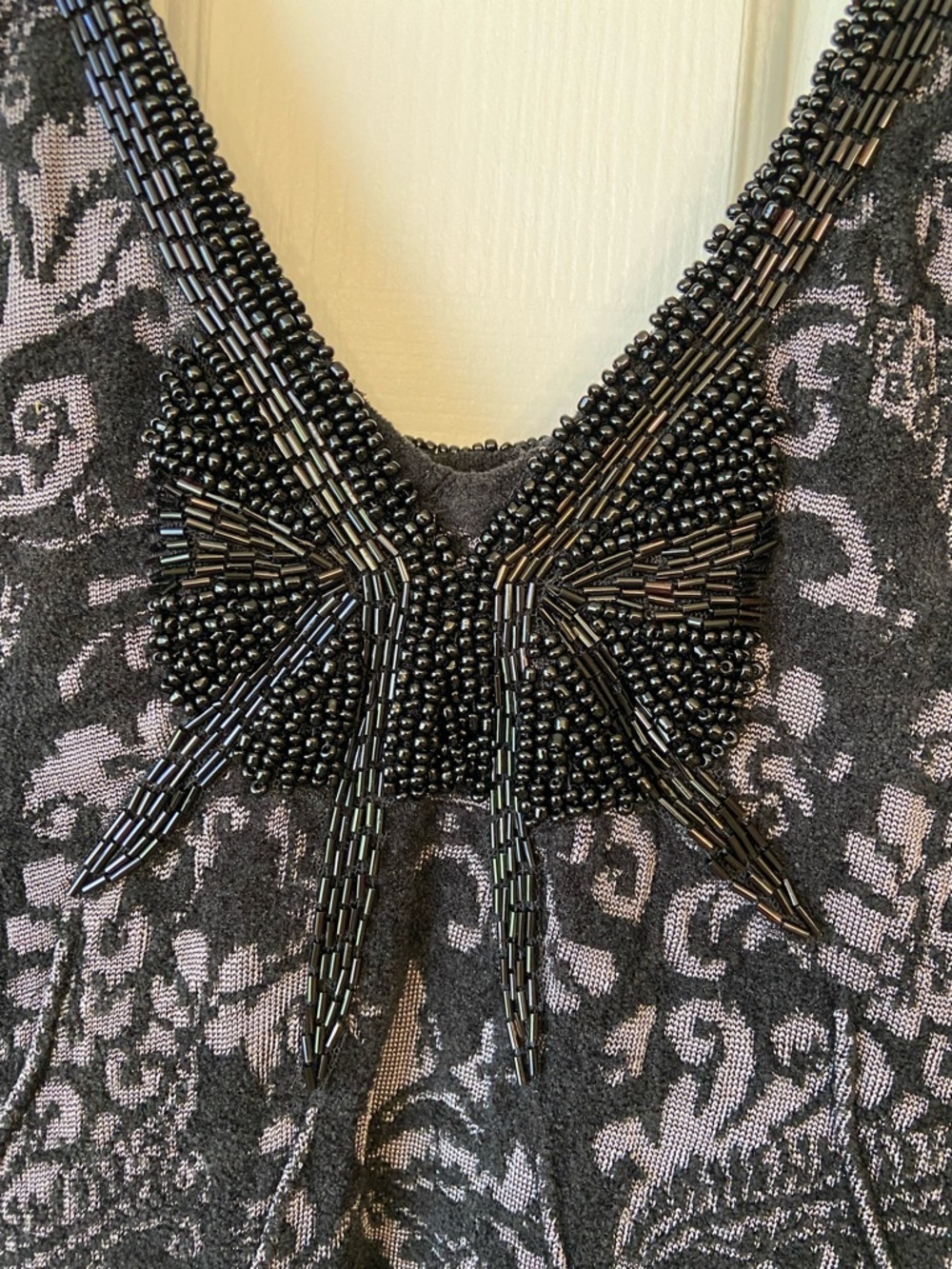 Free People Black and Grey Starstruck Woven Beaded Bodycon Dress Sz Medium - Picture 8 of 15